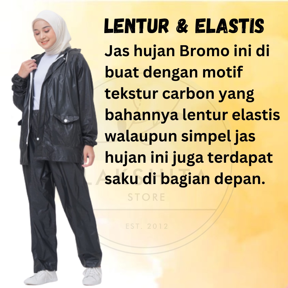 BROMO Jas Hujan Motor Setelan Pria Wanita Jaket Celana bahan elastis anti rembes