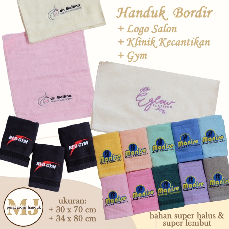 Handuk salon / handuk bordir logo salon / handuk klinik kecantikan / handuk manicure / handuk tangan