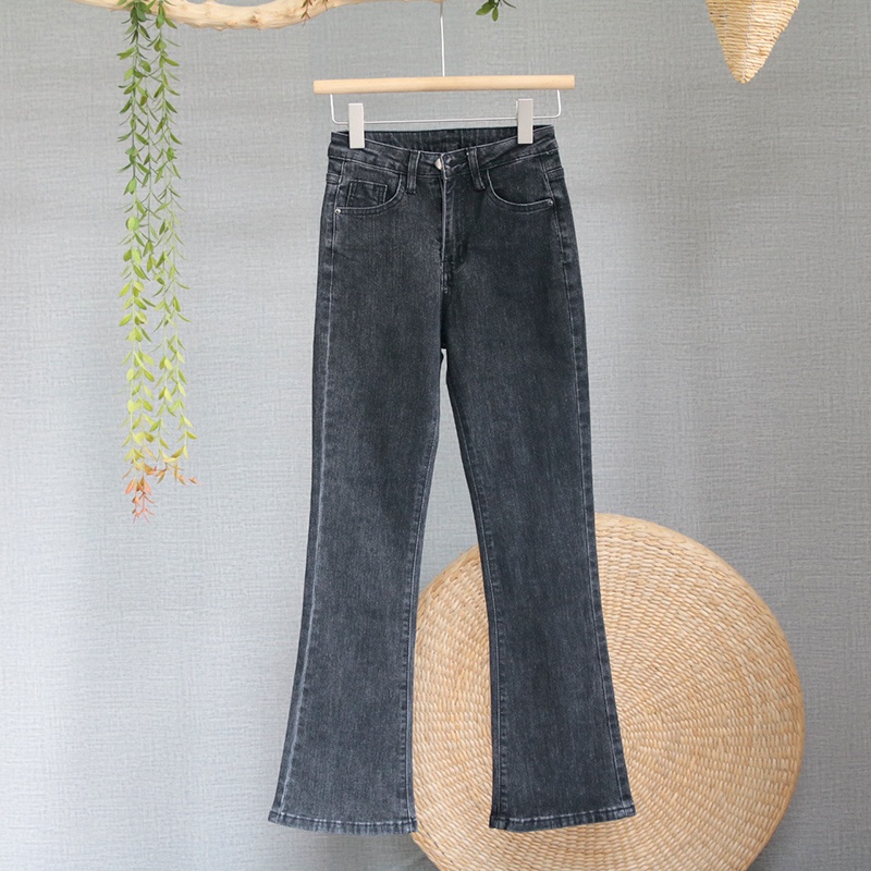 Biru muda/ Biru retro/Hitam /Kelabu hitam /Coklat Highwaist Cutbray Celana Jeans Wanita/Skinny Jeans