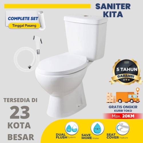 TIdy Kloset Toilet Duduk FSA0063 Dual Flush Soft Closing Seat Cover Putih