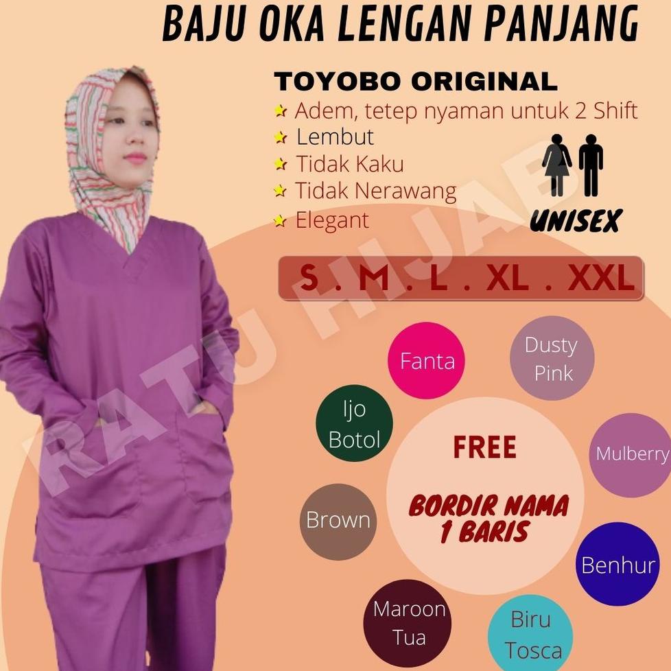 SIAP KIRIM Baju OK OKA Lengan Panjang Dokter Perawat Petugas medis FREE BORDIR NAMA