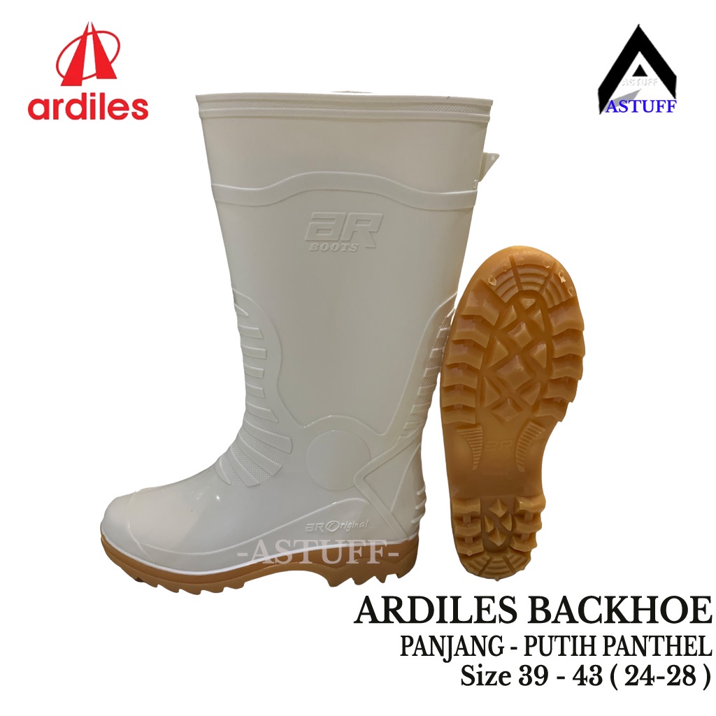 Sepatu Boot Tinggi ARDILES BACKHOE / CRANE PUTIH PANTHEL - Sepatu Motor Tangguh