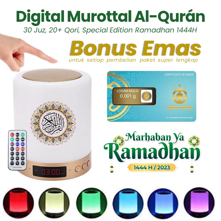 Speaker Murottal Al Quran 30 Juz Lampu Tidur + Bisa Bluetooth