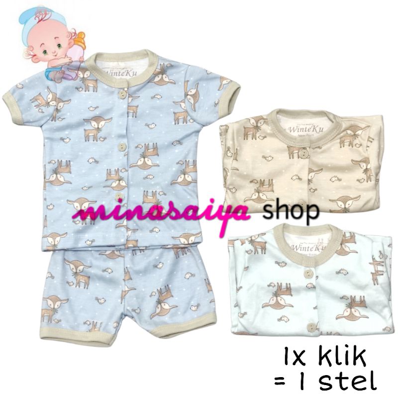 WINTEKU Setelan Bayi SNI Lengan Pendek Kancing Depan Motif SNI Uk. NB - L