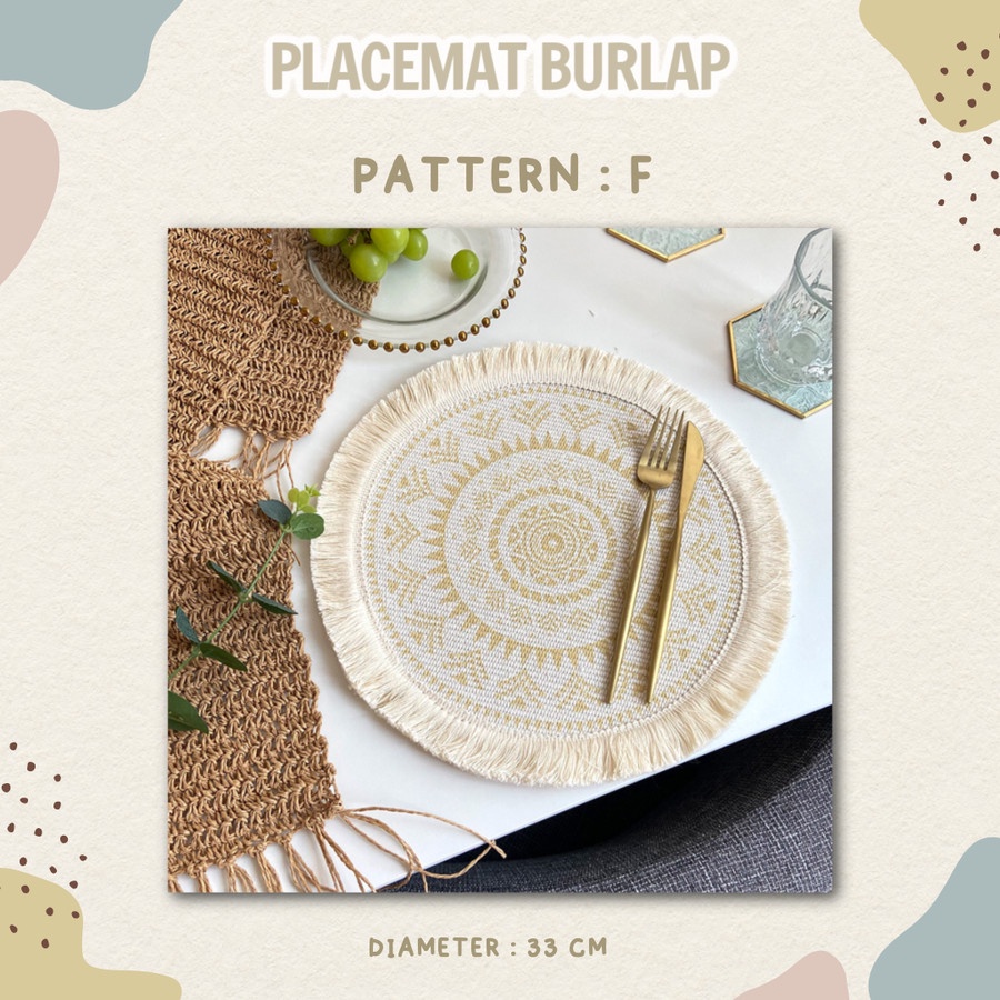 PF- Placemat burlap / tatakan piring / alas piring