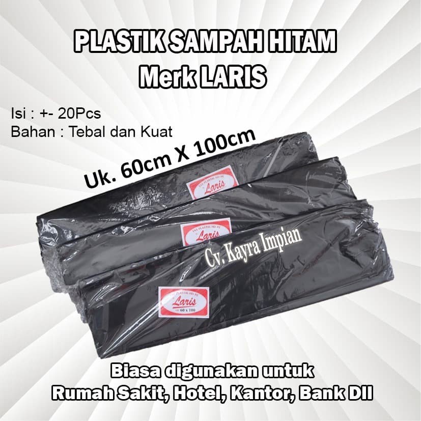 Plastik Sampah Laris/Trash Bag/ Plastik Hitam/Kantong Plastik Sampah 60X100