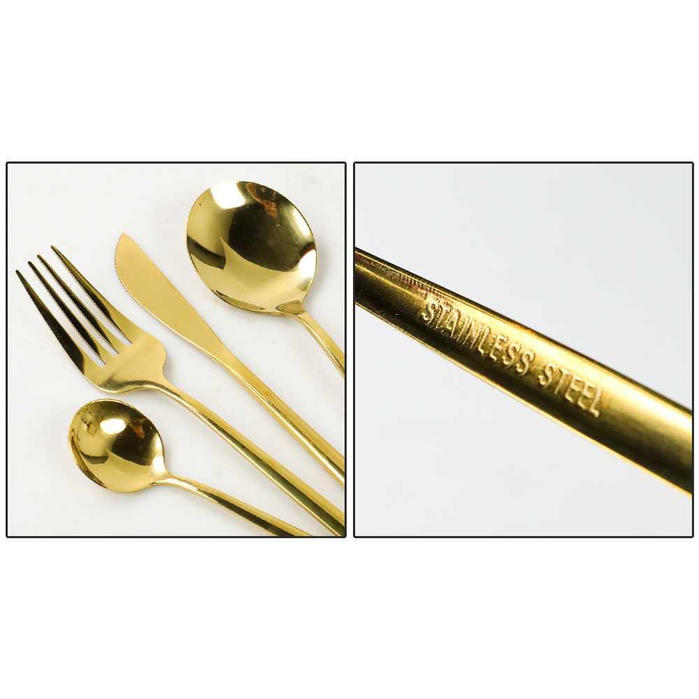 Set Perlengkapan Makan Sendok Garpu Pisau Tableware 24 PCS - DS0053 - Golden