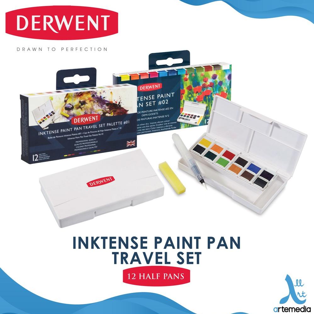 

Cat Watersoluble Derwent Inktense Set 12 Paint Pan Travel
