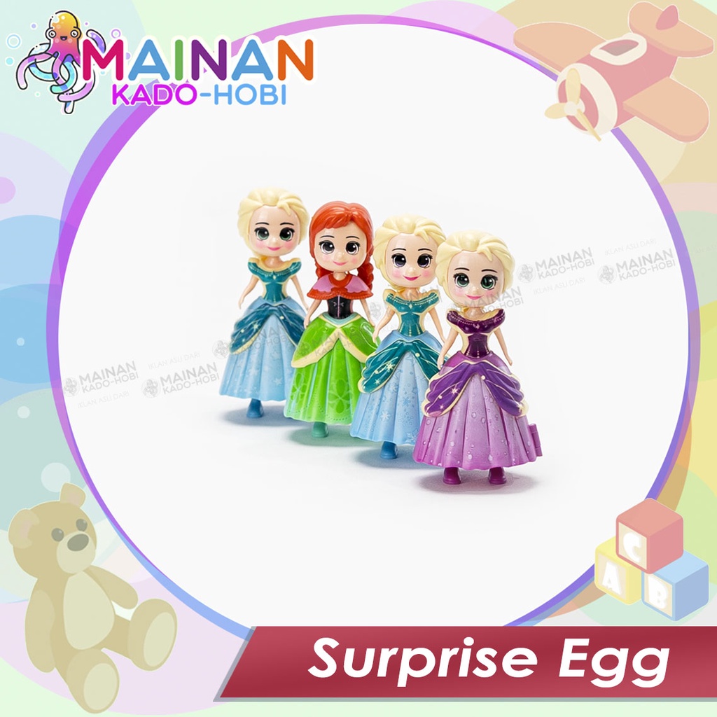 MAINAN EDUKASI ANAK SURPRISE EGG TELUR MOTIF KARAKTER KARTUN FROZEN