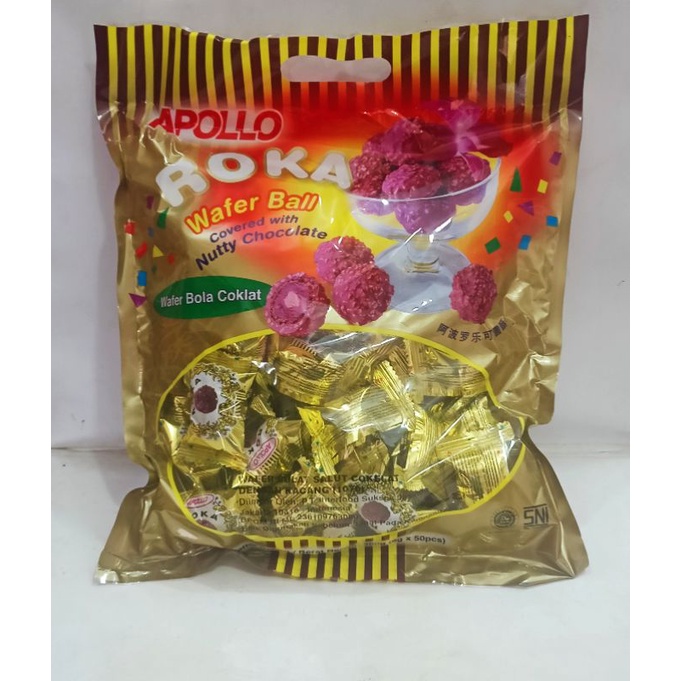 

Roka Apollo Wafer Bal Coklat Isi 50 pcs