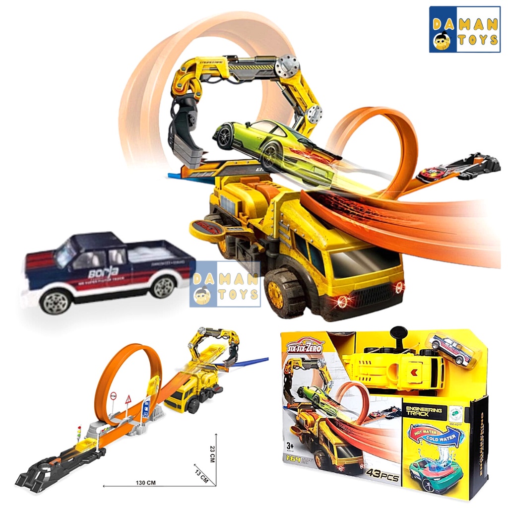 Track Racing Anak Edukasi Mainan Balap Mobil dengan Lintasan Diecast Seluncur Trek Playset