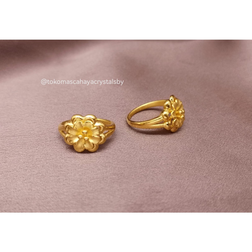 Cincin Bunga Emas Kadar 24k HK Hongkong 999% 999