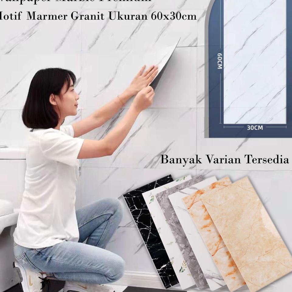 Di⚡kon   Wallpaper Lantai Dinding Marble Foam Premium Motif Marmer Granit Vinyl Ukuran 60x30cm