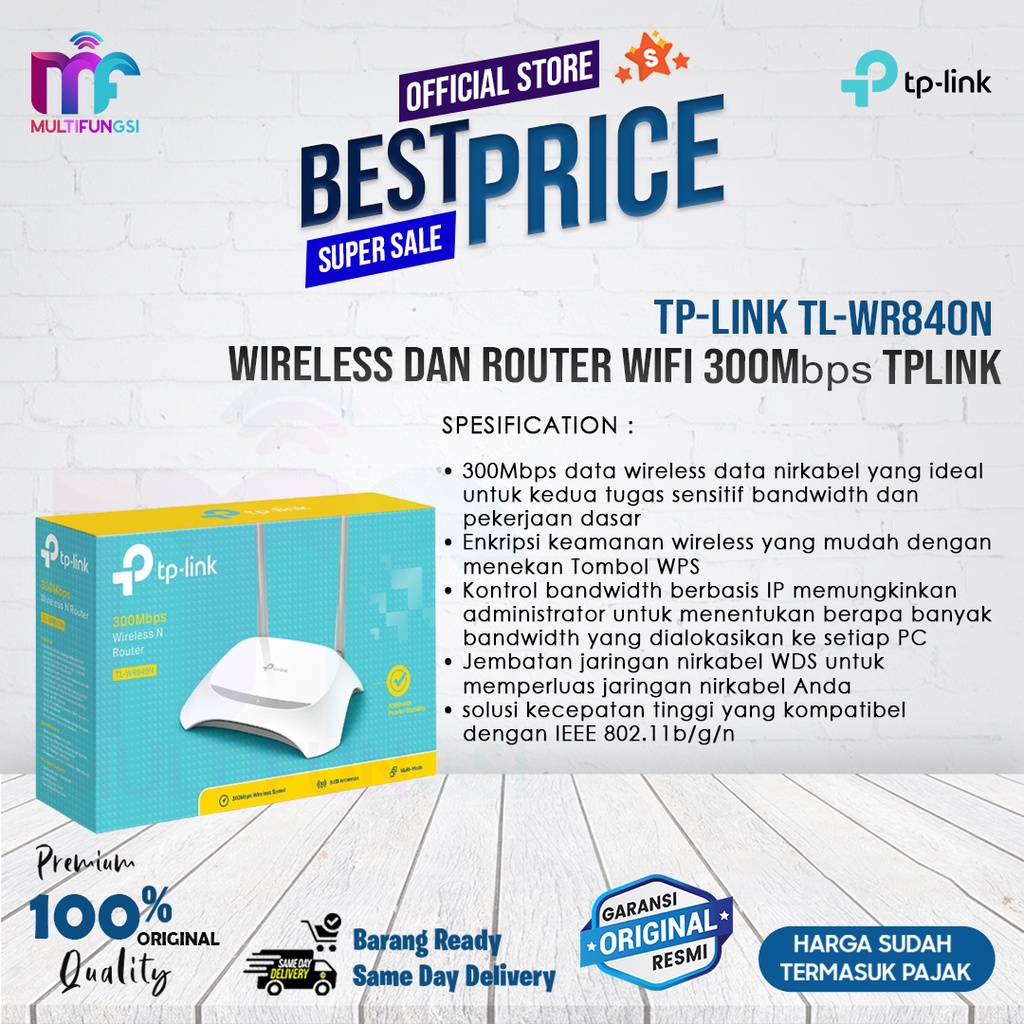 TP-LINK TL-WR840N Wireless dan Router Wifi 300Mbps TPLINK