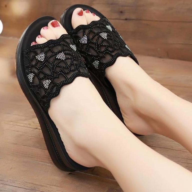 BUL.05Ma23υ ▫ Wedges Wanita Calbi import Slop 061 Termurah/wedges wanita/sandal pesta/sandal mewah/w