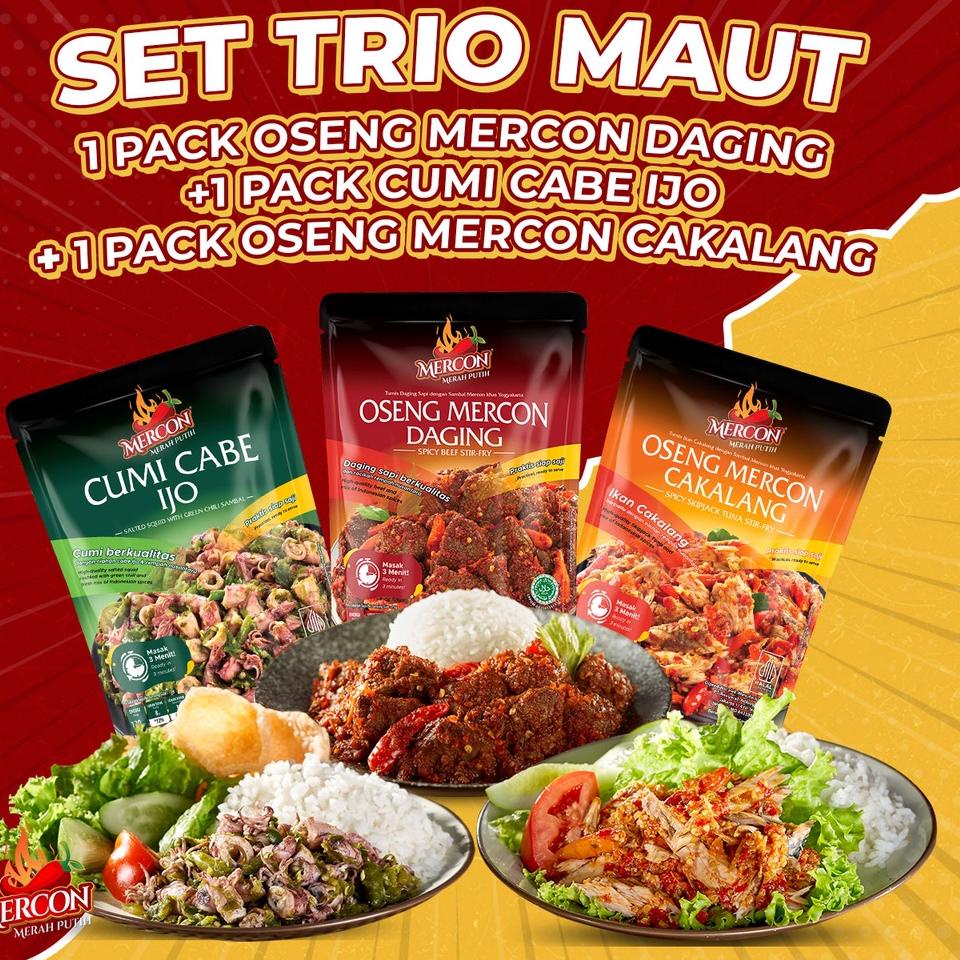 

♚ Mercon Merah Putih - Set Trio Maut || Oseng Mercon Daging + Cumi + Cakalang ▼