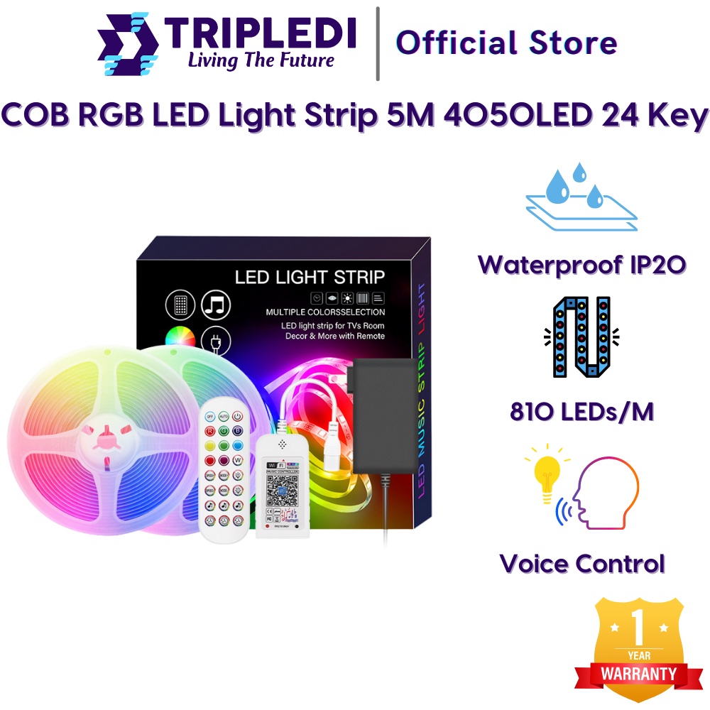 NEW PRODUCT TRIPLEDI LED STRIP COB RGB 5 METER 4050 LED WIFI BLUETOOTH ALEXA GOOGLE ASSISTANT HOME