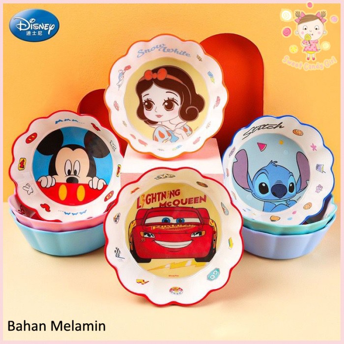 Best Seller Piring Mangkok Bunga Melamin Anak Karakter Disney Princess Mickey