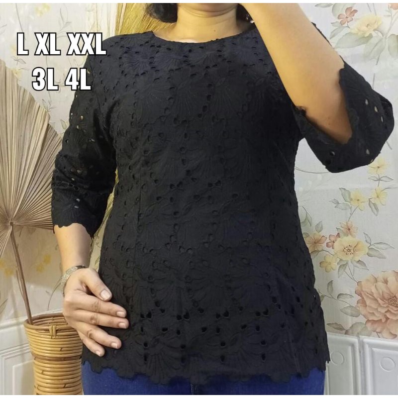 BLOUSE KATUN BOLONG HITAM