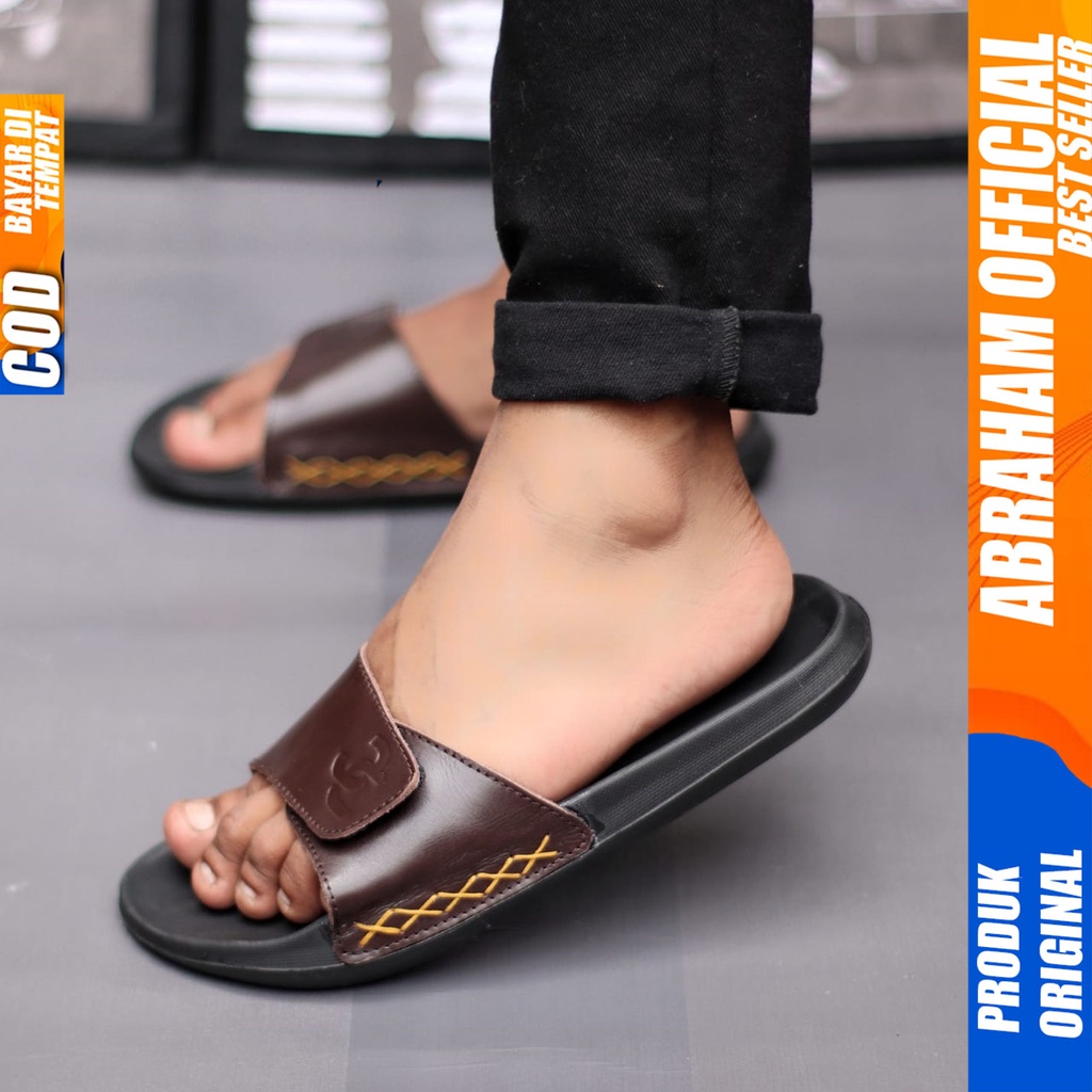 Sandal Slide Pria Casual Sendal Selop Pria Ringan Abraham Kage