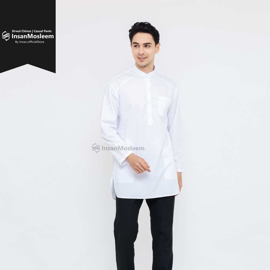 Koko Putih Polos Lengan Panjang Bahan Oxford Premium