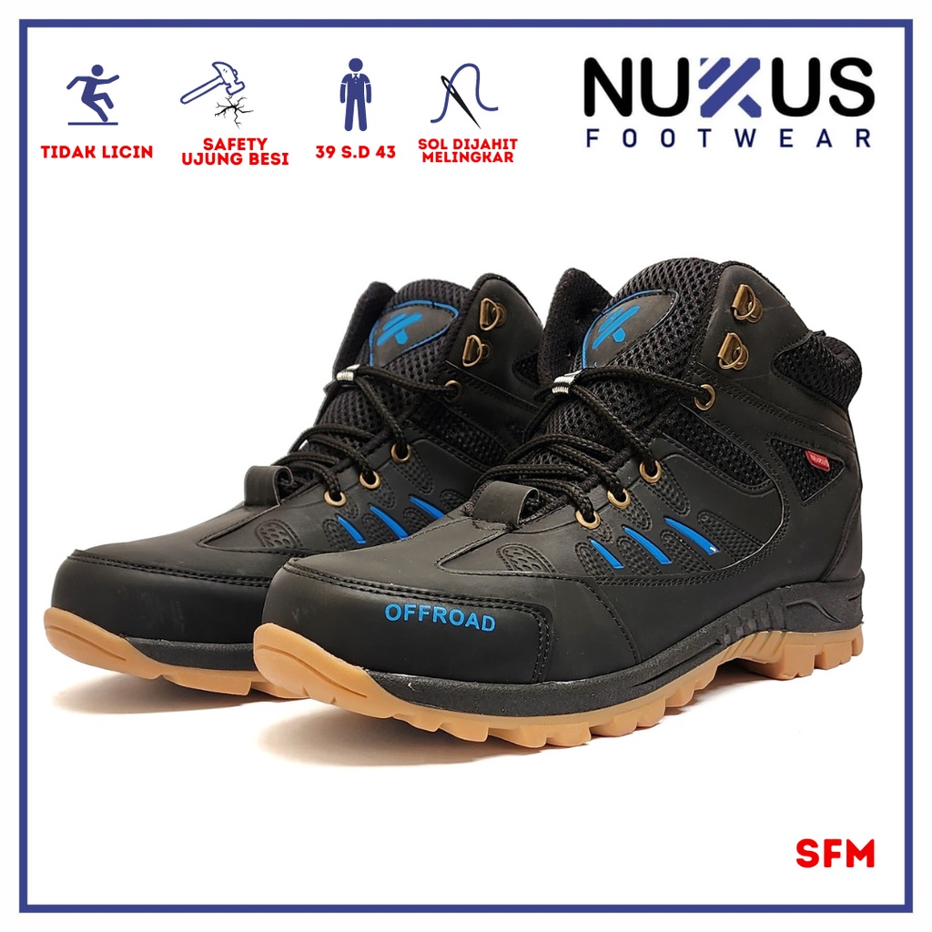 Sepatu Safety Boots Ujung Besi Pria Hitam - SFM