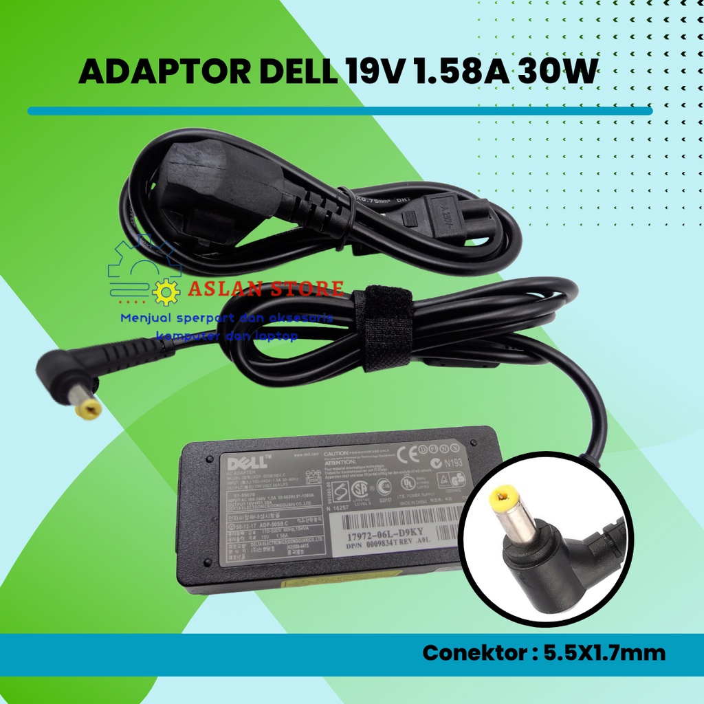 Adaptor DELL 19V 1.58A 30W 5.5X1.7mm Compatible PA-1300-04- PA1300-04- PA-130004- PA.1300.04- PA1300 Dell Inspiron Duo 1090 Series Dell Vostro A90 Series