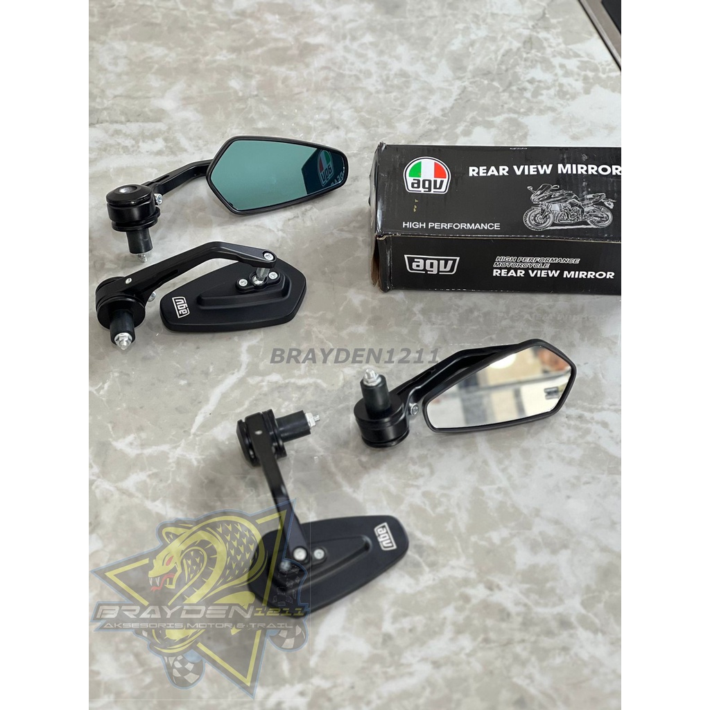 Spion bar end agv oval kaca biru dan putih