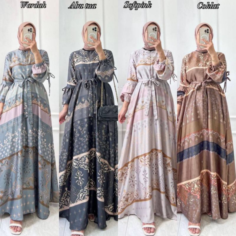 Gamis Silky Premium Mewah Motif Terbaru Gamis Lebaran  Halus Busui