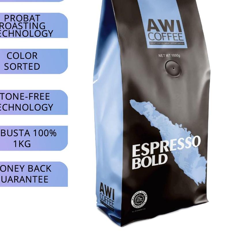 

☈ Awi Kopi Espresso Bold Biji 1Kg | Roasted Coffee Beans | Robusta | Premium Grade 1 ♟