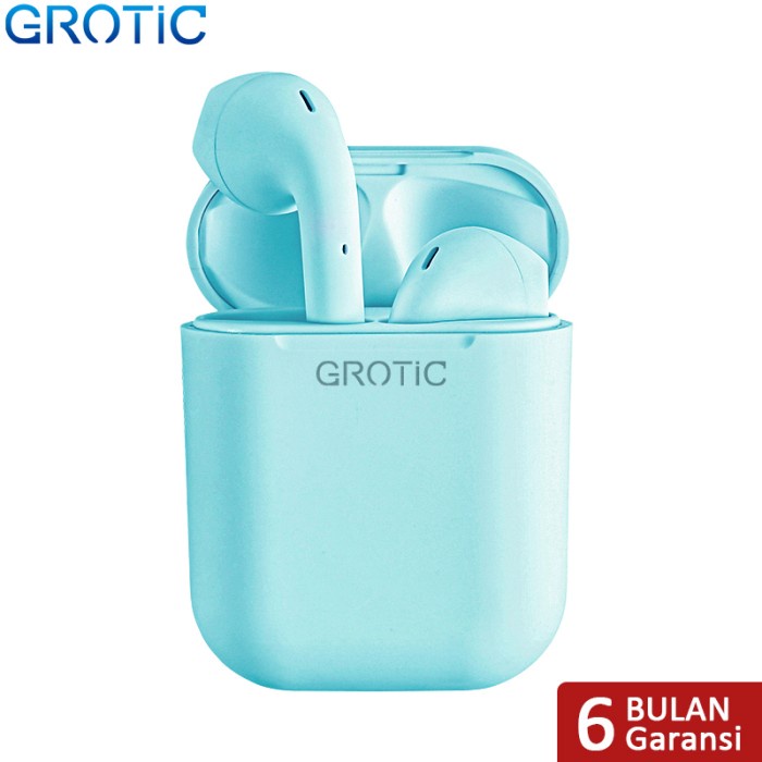 Headset GROTIC inpods 12 TWS Macaron Wireless Biru Muda Best Seller Bluetooth Handsfree Terlaris Bis