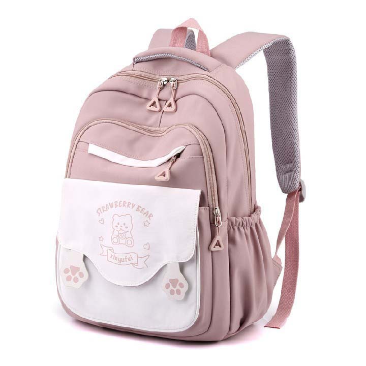 Tas Ransel Strawberry Bear Backpack Unisex School Bag with Cute Berry Design SD SMP SMA