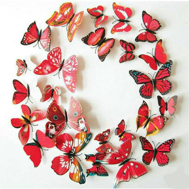 MMM Stiker Dinding 3D Motif Kupu - Kupu / Wall Sticker 12pcs Butterfly PVC / Dekorasi 12 in 1