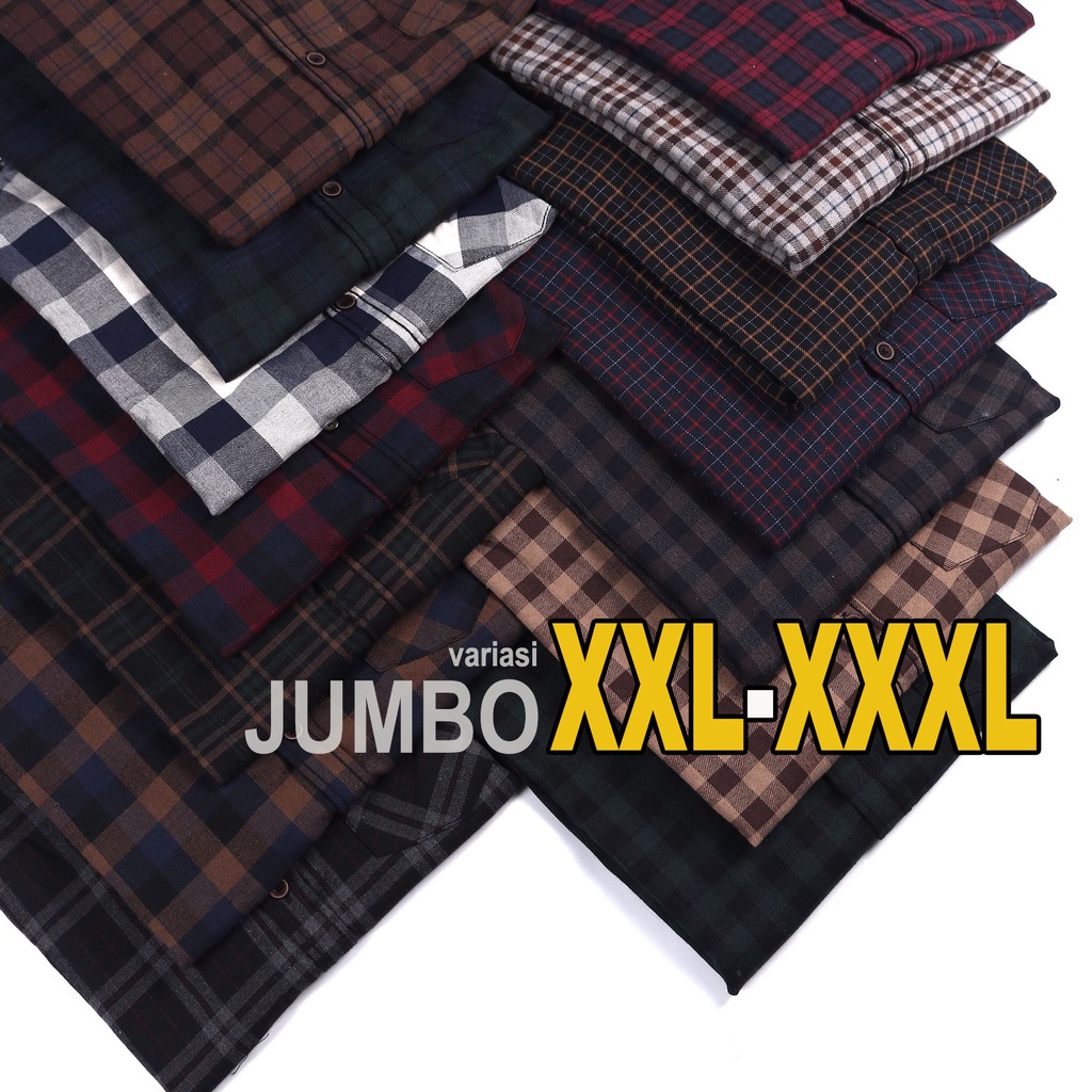JUMBO PREMIUM XXL XXXL - KEMEJA FLANEL LENGAN PANJANG l FLANNEL HEM BIG SIZE 2xl 3xl BRILL EIGHTY EI