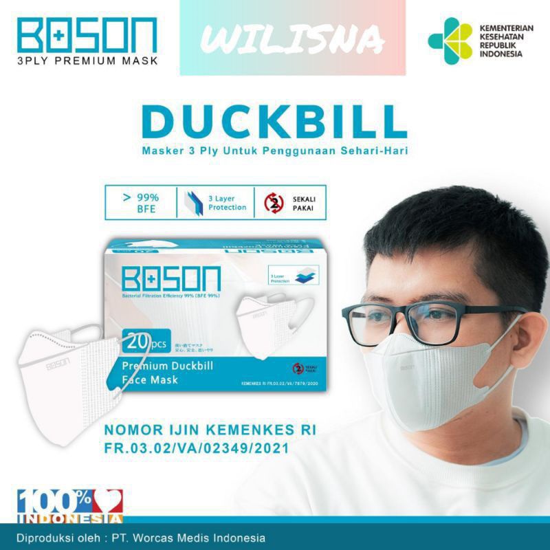 Masker Duckbill Duckbil 50 Pcs Murah 1Box Putih Hitam-Dd Boson Hitam 40