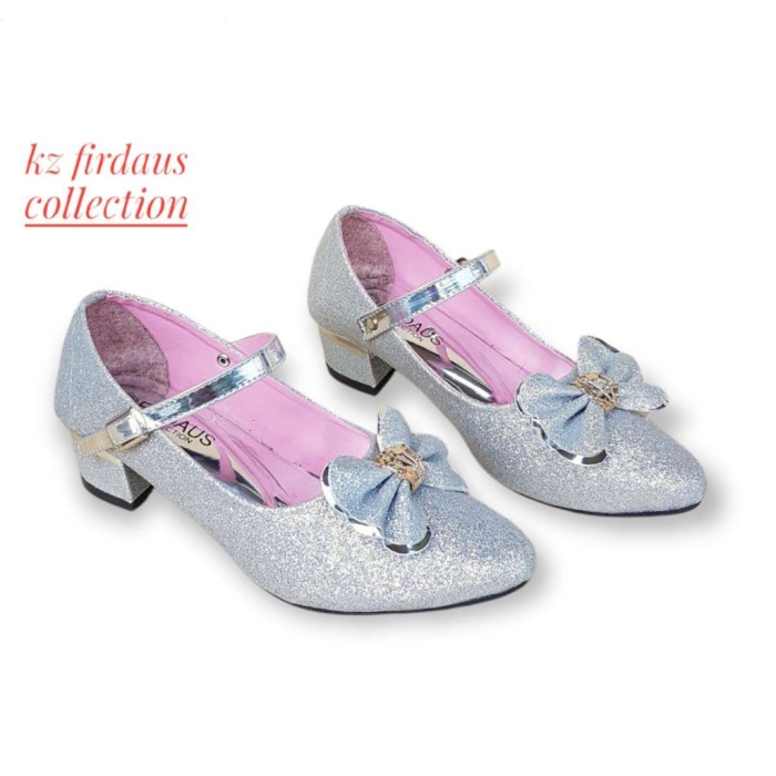 SEPATU PRINCESS ANAK IMPORT sepatu pesta sepatu hak tinggi anak sepatu - Silver, 26(I8U7) sepatu pes