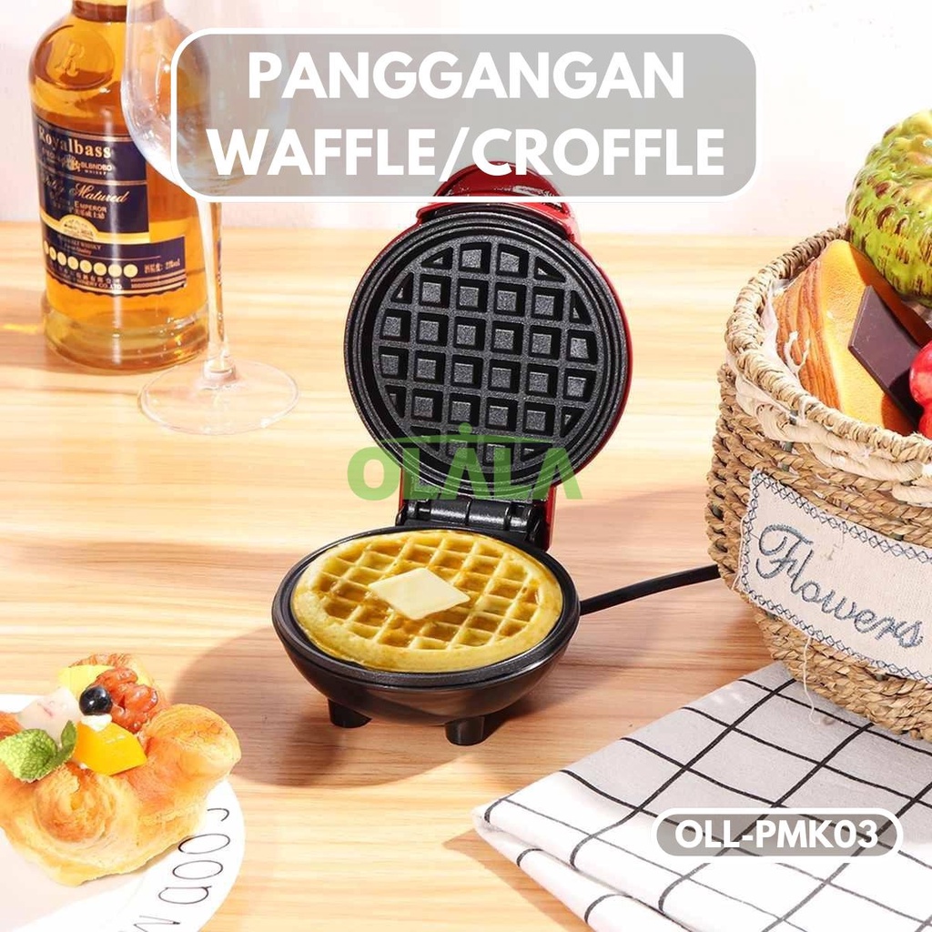 MINI MAKER WAFFLE ELEKTRIK MESIN PEMBUAT WAFFLE PIZZA SANDWICH MINI ANTI LENGKET WP-MK03