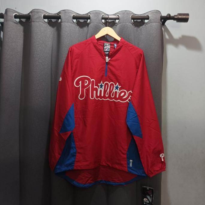 jaket Baseball MLB Majestic Phillies half zipp original
