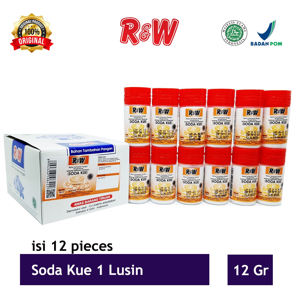 Soda Kue Baking Soda Pengembang Kue Rajawali R&amp;W RW 12 gr 1 Lusin