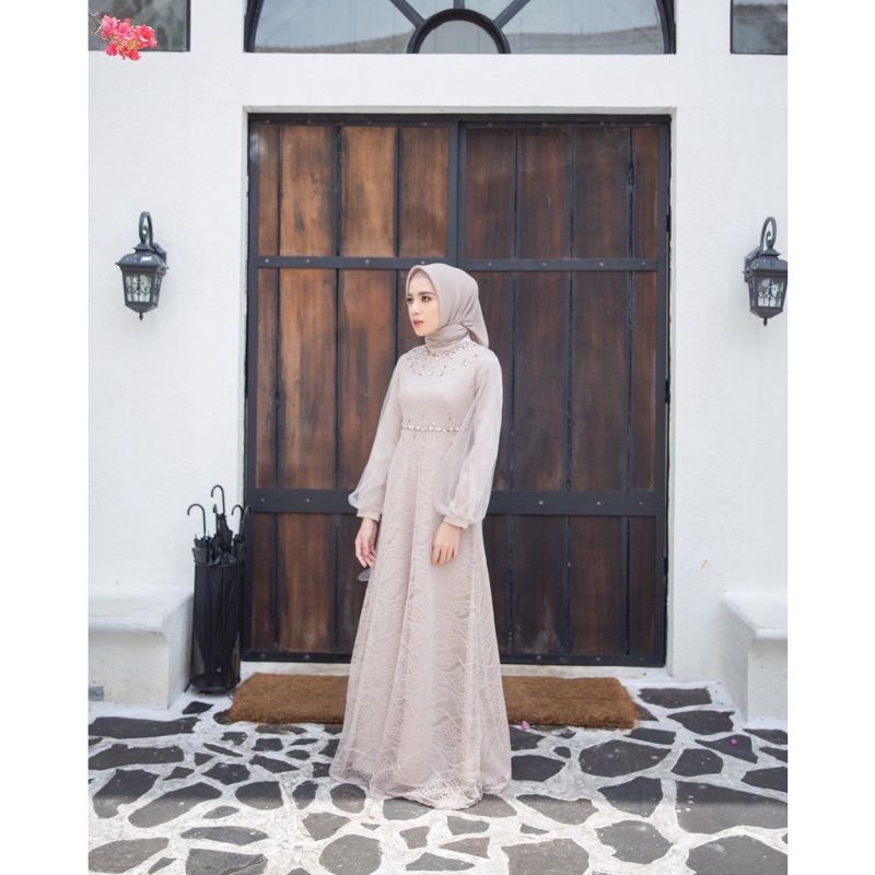 Nadine Dress Exclusive Terbaru Gamis Brukat Kondangan Lamaran Tunangan Terbaru Kekinian