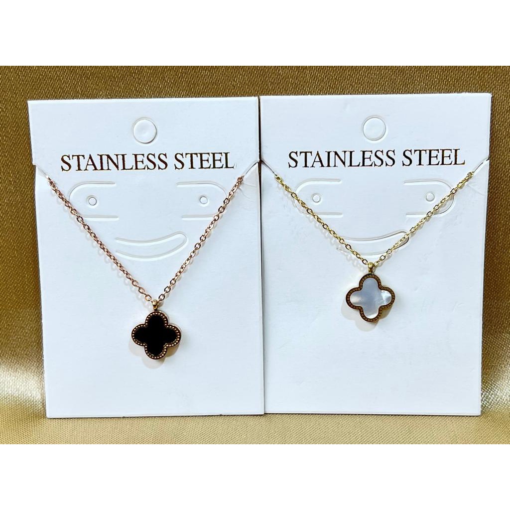 Kalung Titanium Premium Cloverleaf Bolak Balik Kekinian