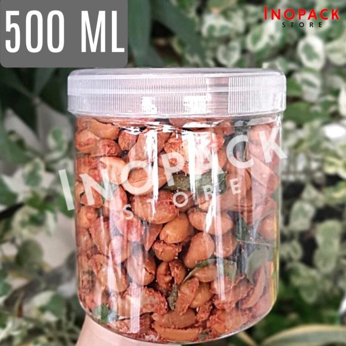 jar silinder 500ml/toples tabung plastik pet kue kering cemilan+tutup |gat