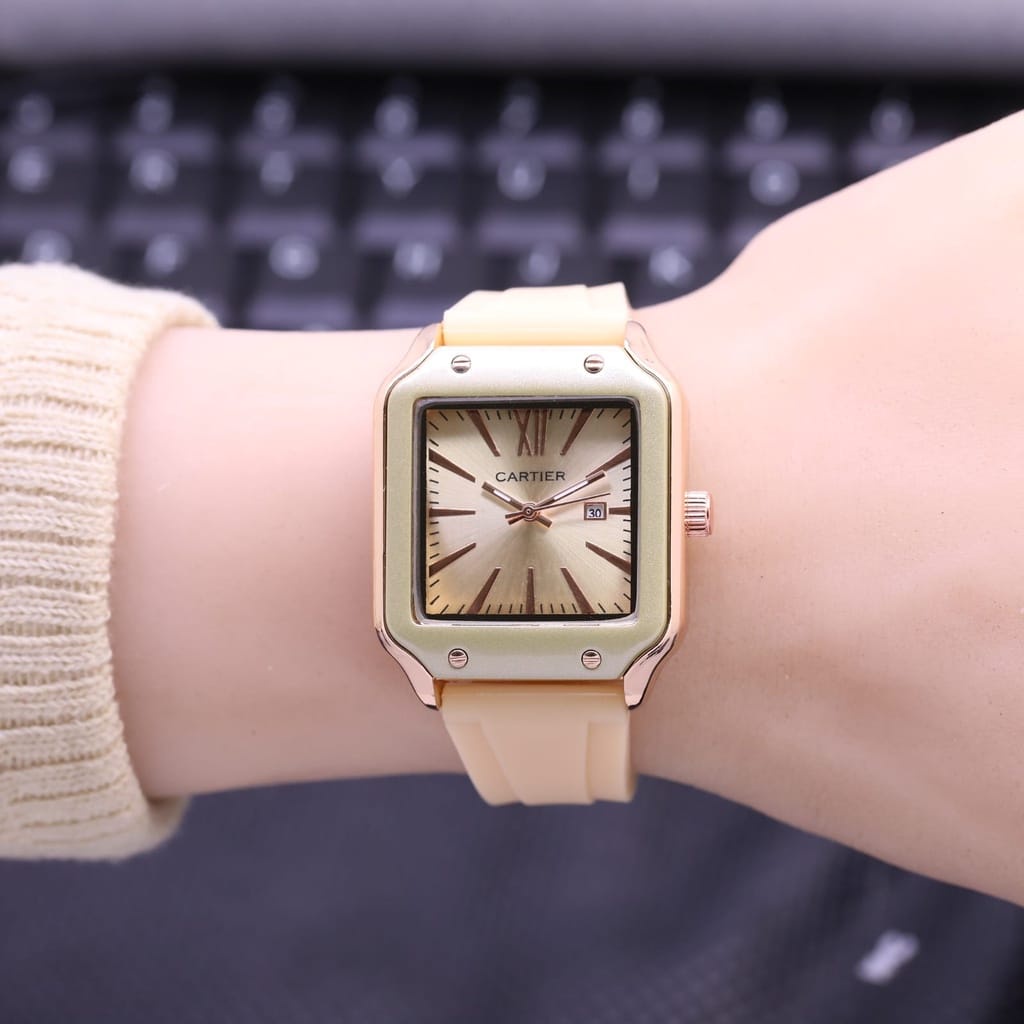 PROMO Jam tangan analog cewek fashion wanita elegan kotak rubber