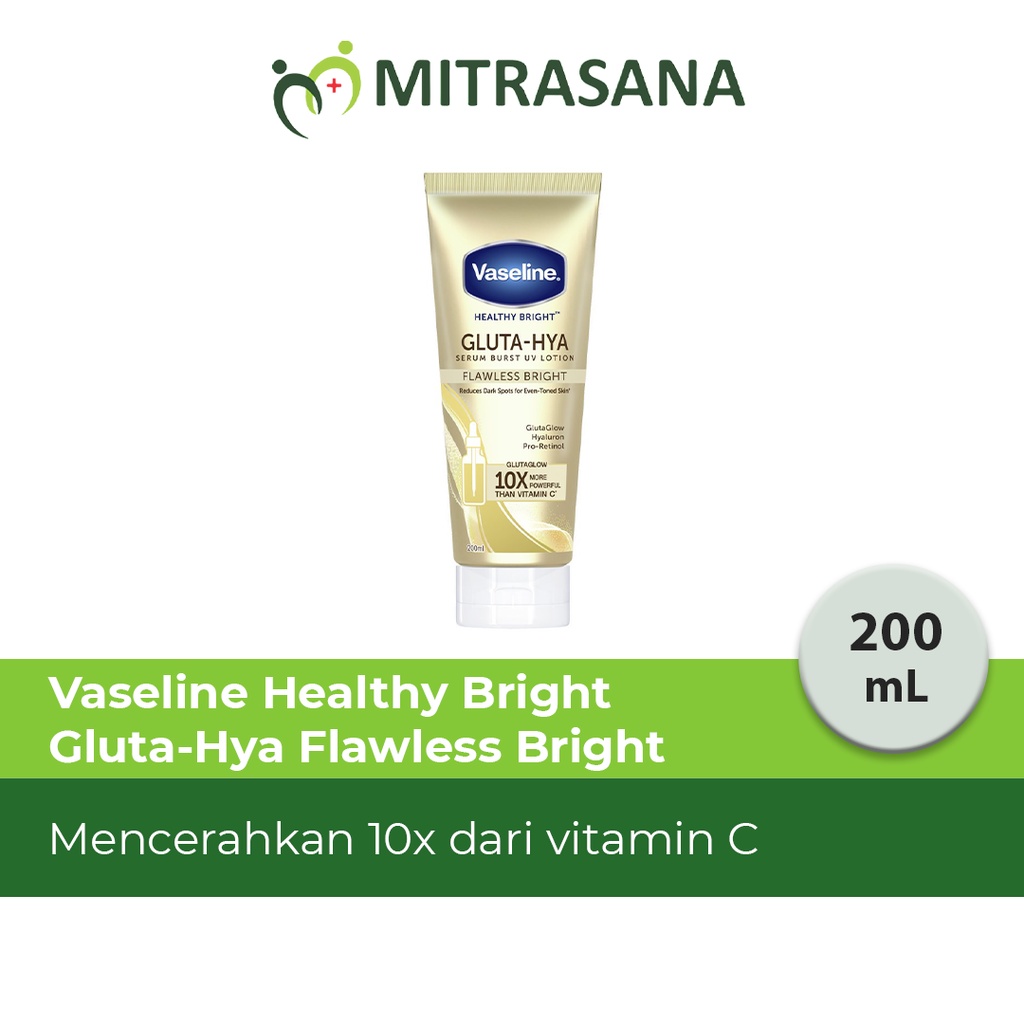Vaseline Healthy Bright Gluta Hyaluron Niacinamide Serum UV Lotion Flawless Bright 200ml