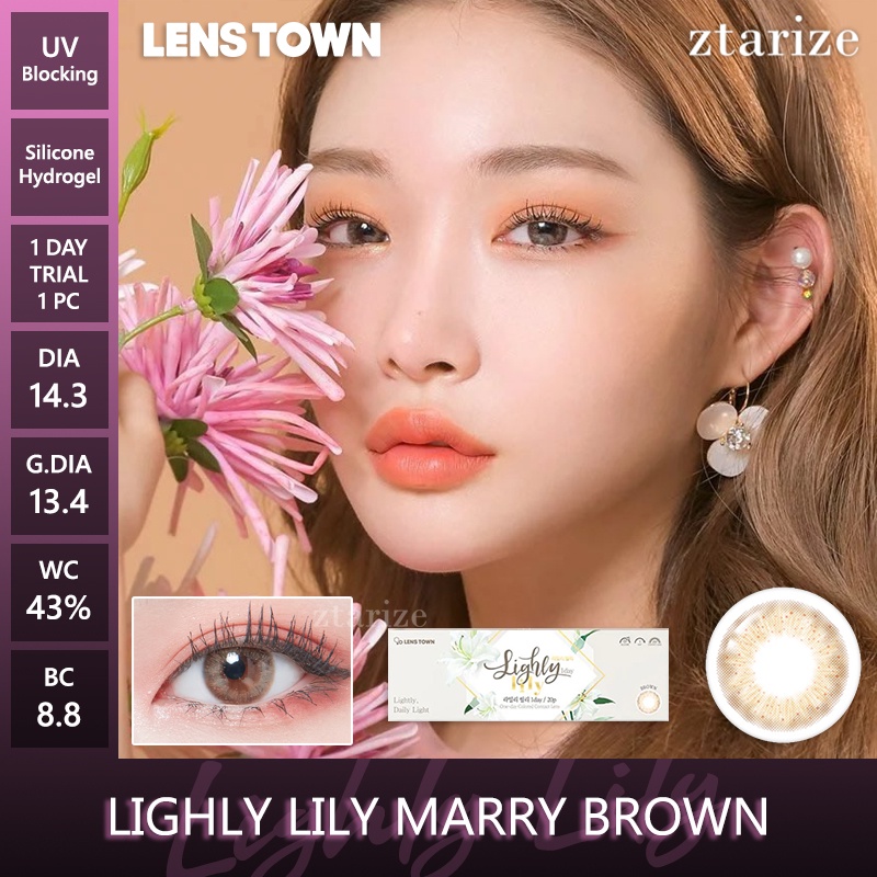 ztarize - Ready Stock - Trial LENSTOWN 🇰🇷 Lighly Lily Marry Brown 1 Day Daily Soft Contact Lens 1 Pc