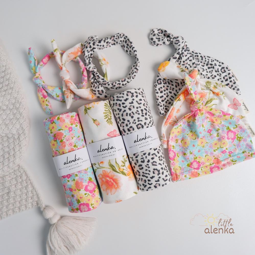 SALE Alenka - Swaddle, Headband & Hat Set (Read Description) / Bedong Bayi Motif Non Instan