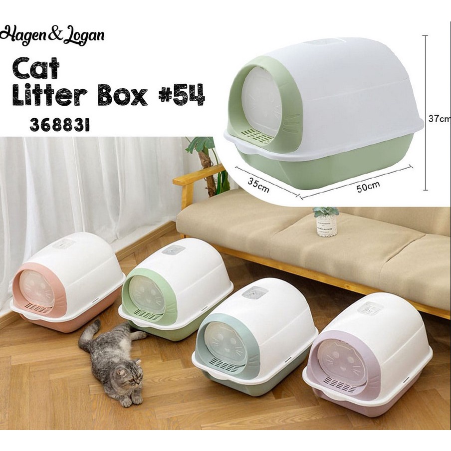 Cat Litter Box 54 - Bak Pasir Kucing Kitten dengan Pintu Tertutup Lucu warna random