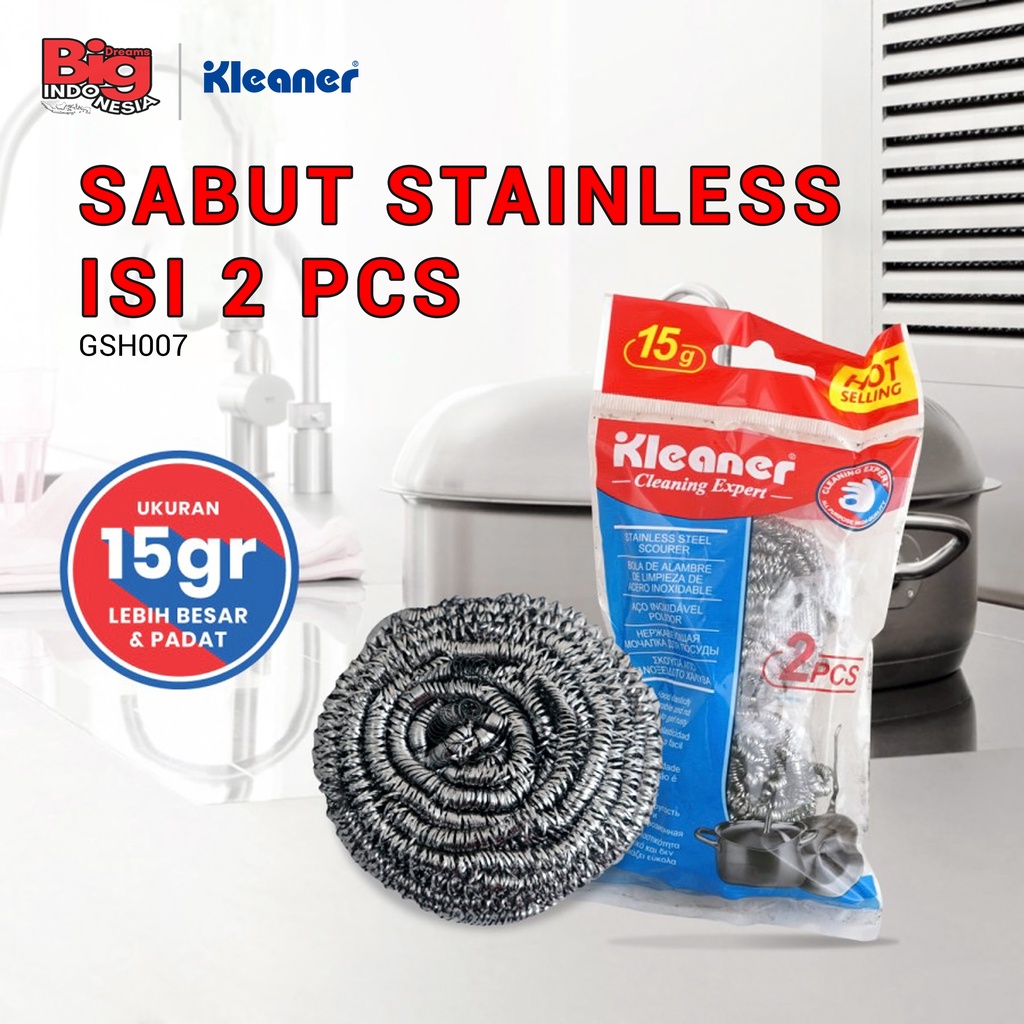 Sabut Cuci Piring Panci 15 Gram 2 Pcs Cuci Stainless Serbaguna Kleaner GSH007