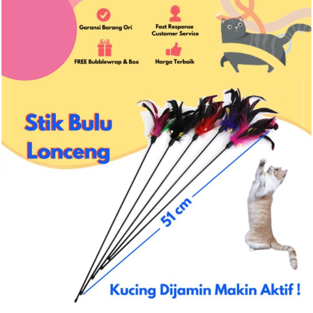 cdc petshop Mainan Stik Kucing Tongkat Bulu Lonceng cdc petshop