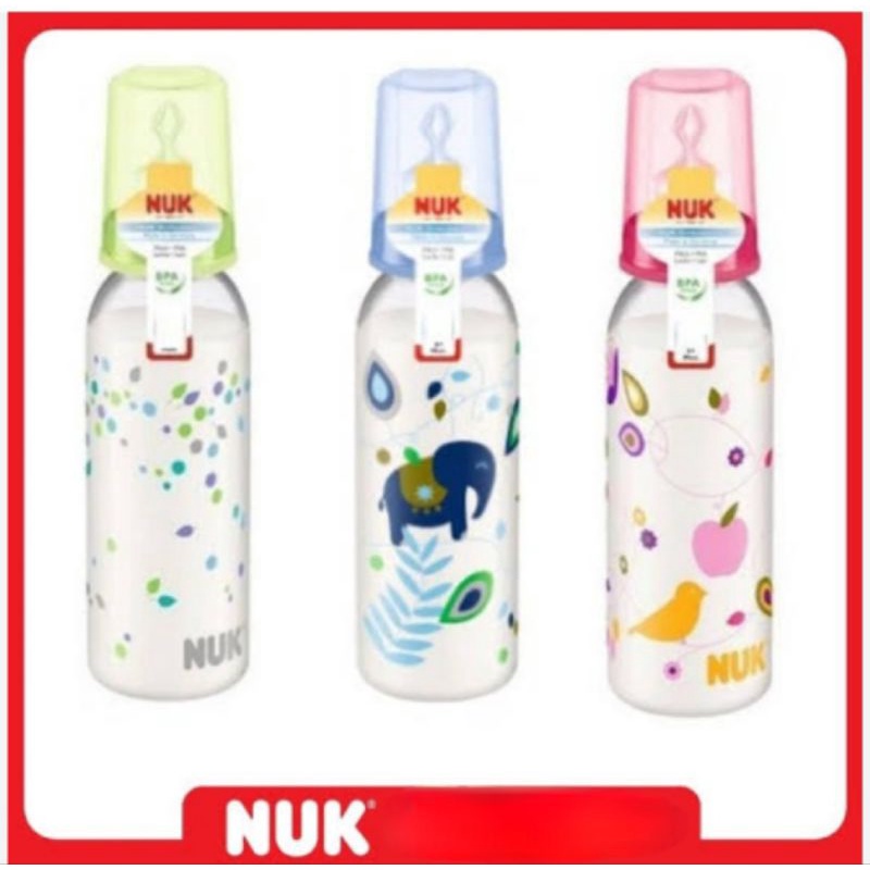 NUK Classic Bottle Silicone Size 1  Baby / Botol Susu Dot Gepeng / NUK Baby Bottle 0-6 bulan t Nipple Dot Gepeng NUK